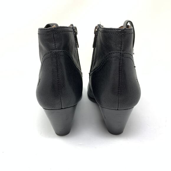 Frye Women's Size 7.5 Reina Western Bootie Black Leather Pointed Toe Heeled Boot - Picture 6 of 10